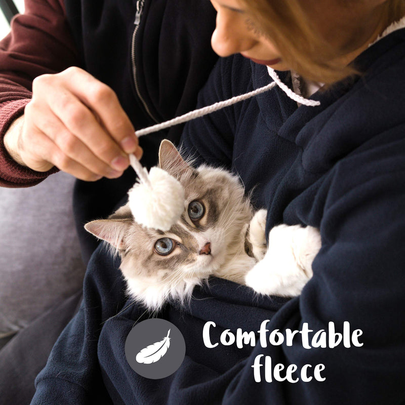 KangaKitty Cat Pouch Hoodie Cat Hoodie with Ears Cat Sweatshirt Small Dog Pouch Hoodie Womens Long Sleeve Sweatshirt Pullover Sweatshirt Kangaroo Hoodie Wearable Cat Carrier (X-Large) X-Large Blue - BeesActive Australia