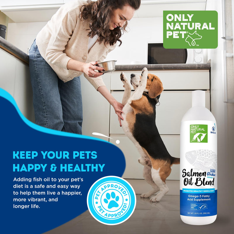 Only Natural Pet Wild Alaskan Salmon Oil for Dogs & Cats - Omega 3 & 6 Liquid Food Supplement for Pets - EPA & DHA Fish Oils, All Natural Joint Support, Promote Healthy Skin, Coat & Heart - 20 Fl Oz 20 Ounce (Pack of 1) - PawsPlanet Australia