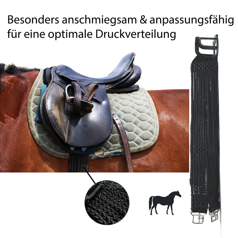 String girth horse, string saddle girth size 90cm - 140cm, saddle girth for optimal pressure distribution and freedom of movement (90cm, black)