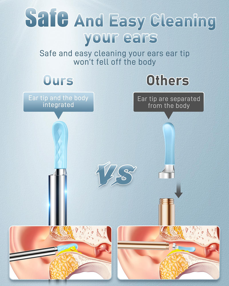 Ear Wax Removal, Ear Cleaner with Camera and Light, FSA - HSA Eligible, Ear Wax Removal Tool Camera with 1080P, Ear Cleaning Kit with 6 Spoons Deep Blue - BeesActive Australia