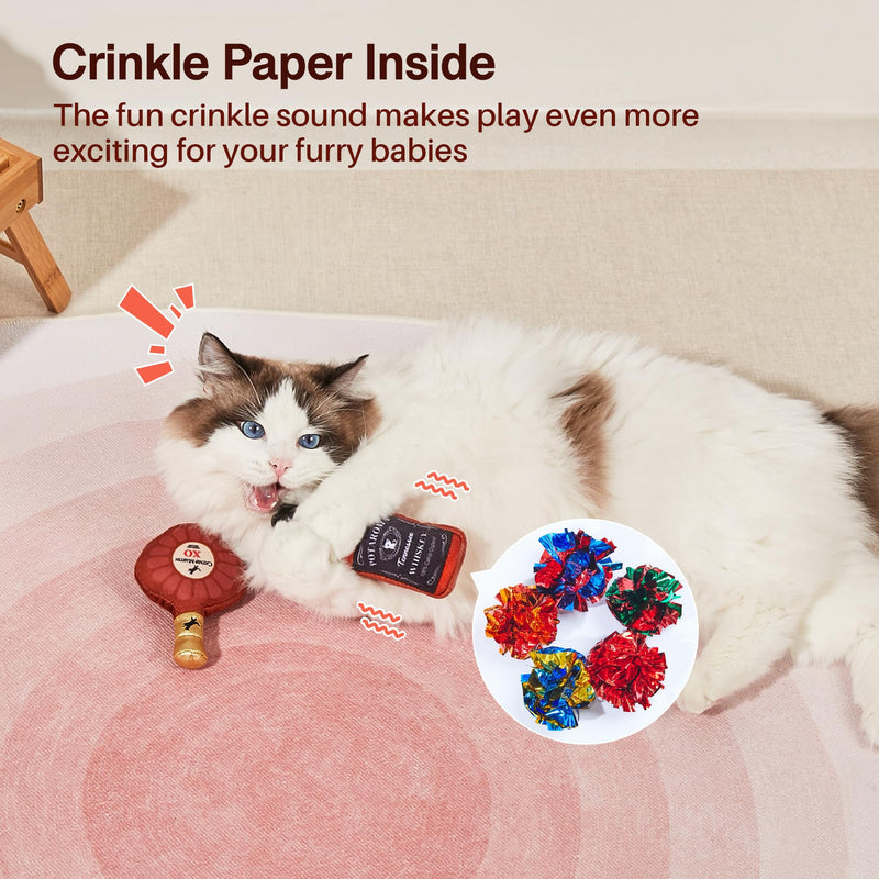 Potaroma Liquor-Simulation Cat Toys 2Pcs Catnip Crinkly Sound Toy, Durable Kitten Bite Kicker Toys, Indoor Feline Exercise 4.5 Inches for All Breeds - BeesActive Australia