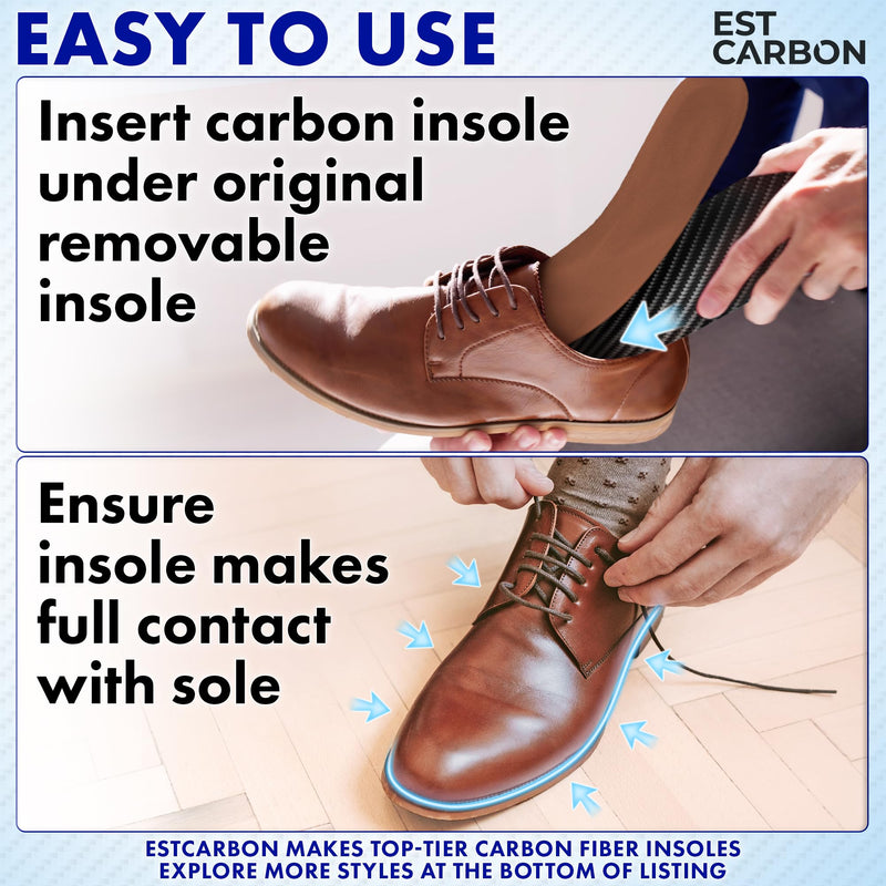 EstCarbon - Carbon Fiber Insole - 1 pc, Men 6.5-7, Women 7.5-8 - Unisex Orthotic Shoe Insert - Stiff Foot Plate - Turf Toe, Hallux Rigidus, Flat Feet, Plantar Fasciitis, Mortons Extension Men 6.5-7 Women 7.5-8