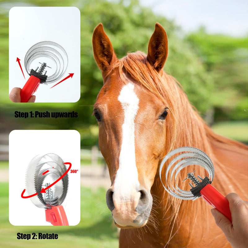 Pack of 2 double-sided curry combs, spiral curry combs, spring curry combs for horse grooming. Can help massage the horse's skin