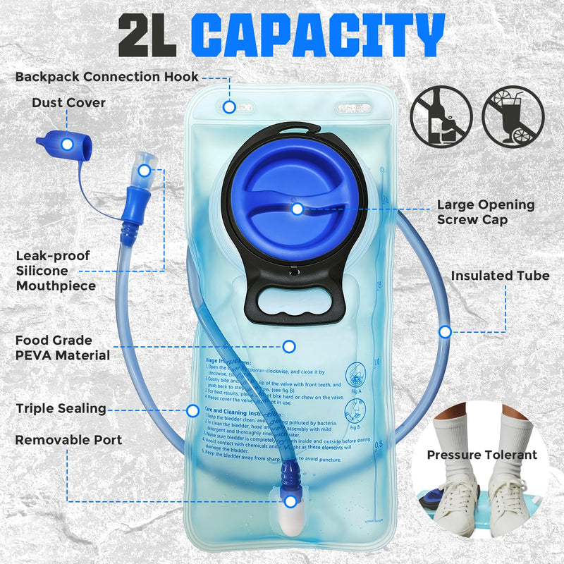 Hydration Vest with 2L Water Bladder for Men and Women,Lightweight Adjustable Hydration Backpack,Reflective Running Vest Chest Bag for Climbing Cycling Hiking Black One Size