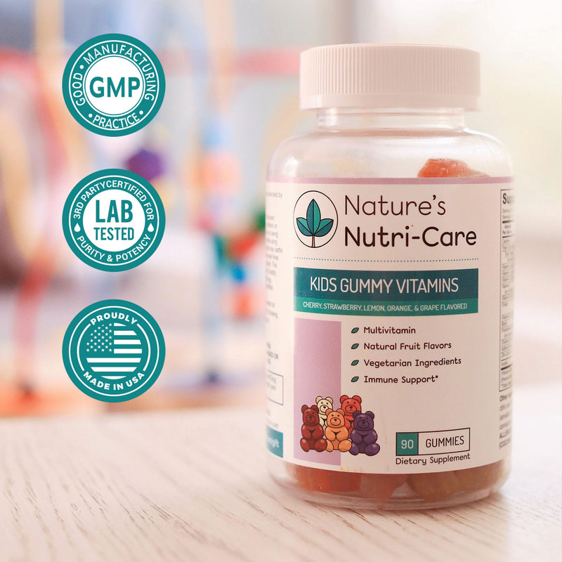 Nature's Nutri-Care Kids Gummy Vitamins - Kid Multivitamin Gummies with Vitamin C & D, Folate & Zinc Vitamins for Immunity Support, Grow & Gain Toddler Smart Focus