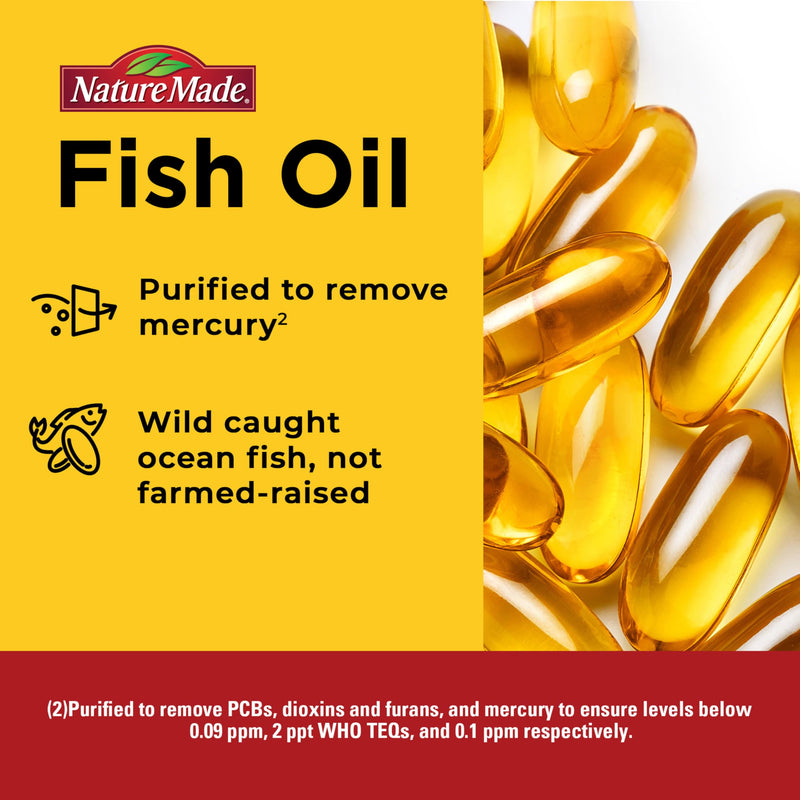 Nature Made Burp Less Fish Oil Omega 3, 1200 mg Softgels, 300 Softgels | EPA DHA Omega 3 Fish Oil Supplements for Healthy Heart Support, 150 Day Supply 300 Count (Pack of 1)