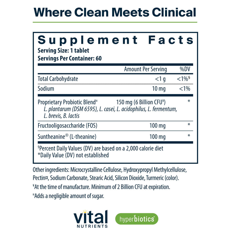 Hyperbiotics Vital Nutrients Pro Mood Probiotic with L-theanine | Clinically Studied Probiotics for Women and Men to Support Stress Management and Mood Support | 60 Vegan Count