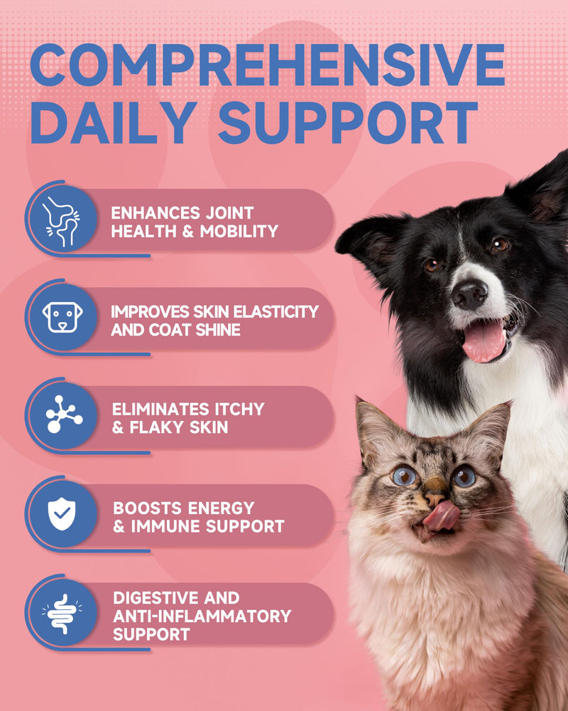 Collagen for Dogs & Cats - Skin and Coat Supplements- Joint Supplements - Support Digestion & Gut Health - with Collagen Peptides MSM, Omega 3 Hyaluronic Acid, Biotin - Roast Chicken Flavor