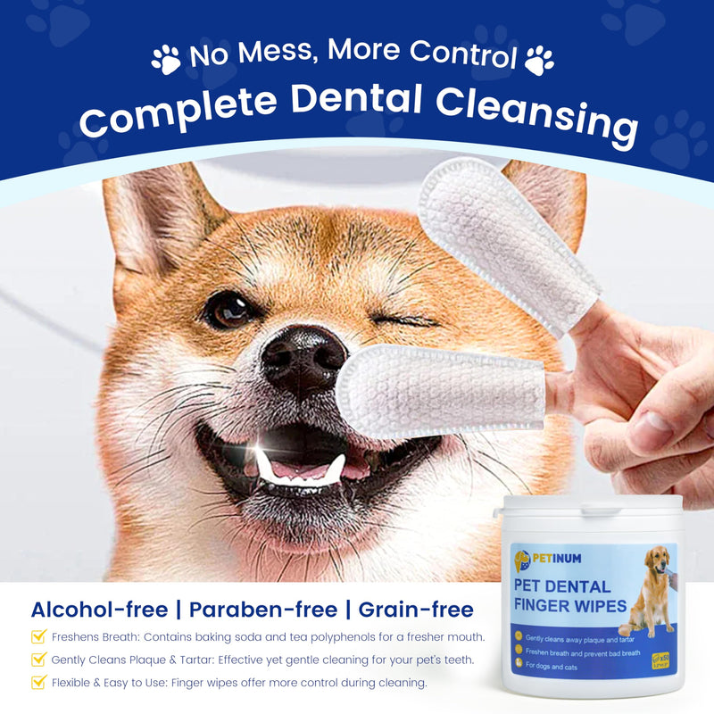Pet Dental Care Finger Wipes, Reduces Plaque & Freshens Breath, Lick Safe Teeth Cleaning Finger Wipes, Dogs & Cats Toothbrushing Supply, Unscented, 50 Count - BeesActive Australia