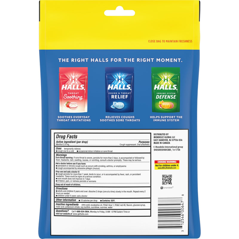 Halls Throat Soothing Blueberry Cough Drops, Economy Pack, 80 Drops