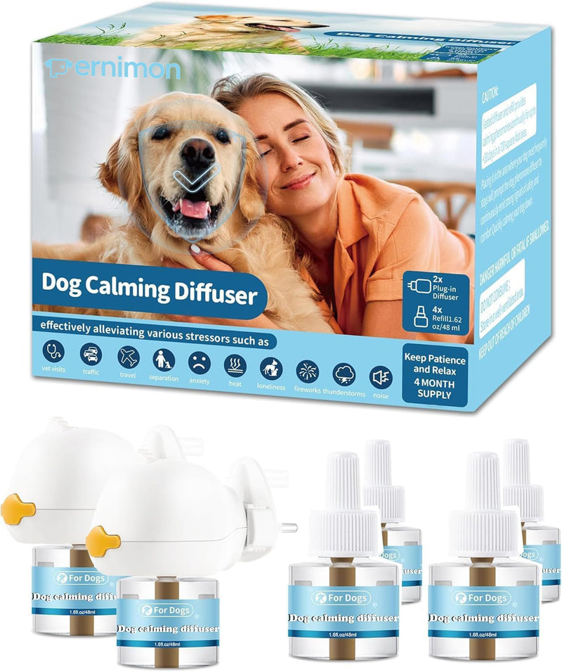 6 In 1 Dog Calming Plug in, Dog Calming Diffuser Pheromone Relaxants & Anxiety Relief, Equipped with 2 Diffusers+4 Refills, 120 Day Long Lasting Refill, Adapt for Dogs (Original Scent) Original