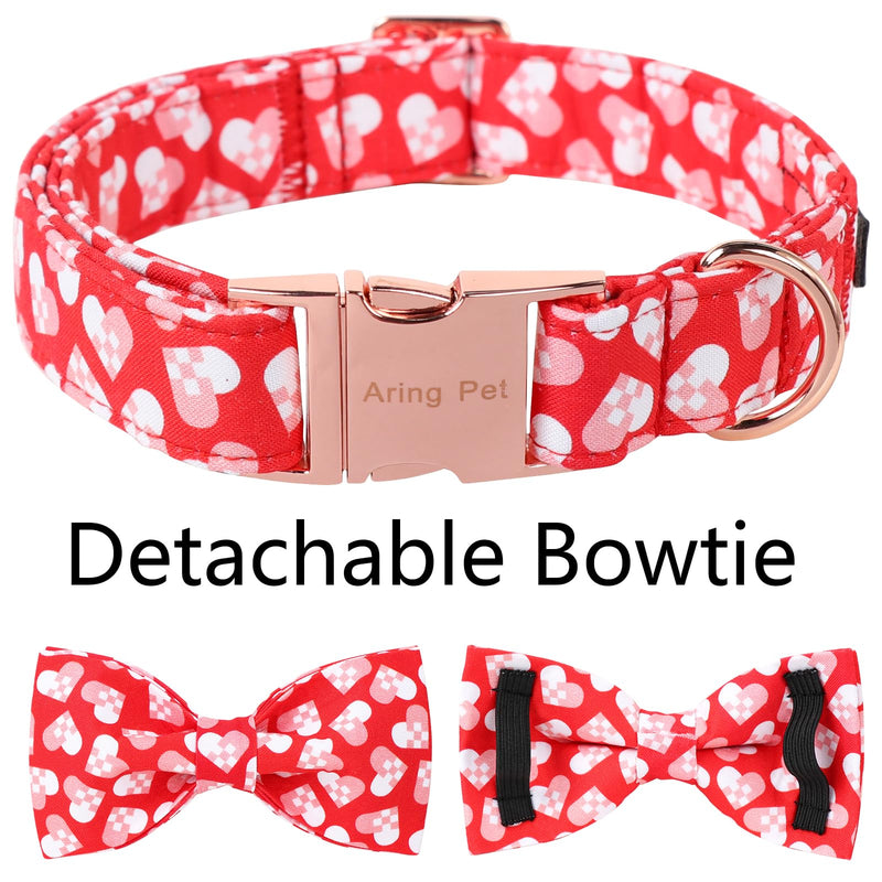 ARING PET Valentine's Day Dog Collar-Cotton Heart Dog Collar with Bow, Adjustable Valentine Bowtie Dog Collars Pet Necklace with Metal Buckle for Girl&Boy Dogs Medium (Pack of 1) A:Valentine - BeesActive Australia