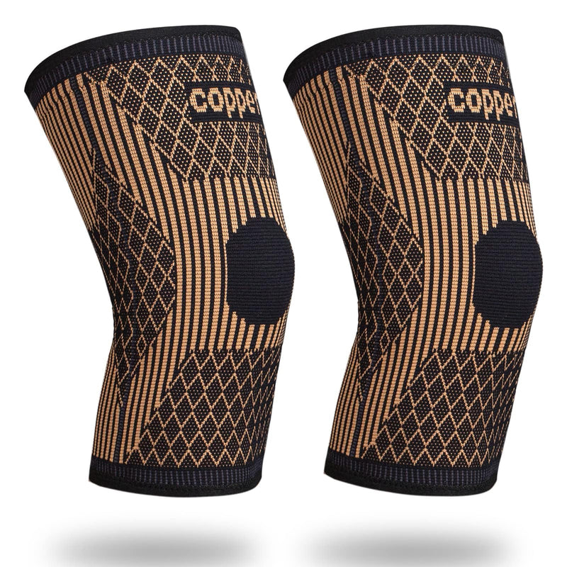 Knee Brace for Women & Men1 Pair, Copper Knee Braces for Knee Pain and Support, Copper Ions Fiber Compression Knee Sleeve for Running, Meniscus Tear, ACL, Joint Pain Relief (2, XXXX-Large) 2