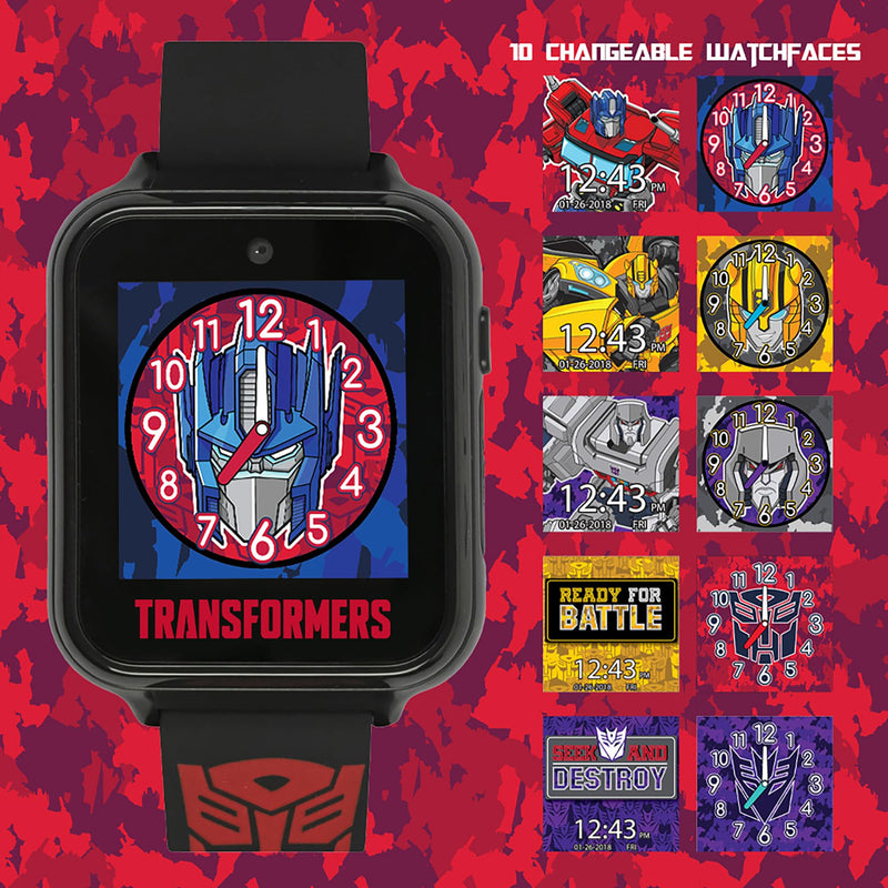 Transformers Kids Smart Watch with Selfie Camera, 10 Changeable Watch Faces, Pedometer, Playable Games, and More - Fun and Functional Wearable Tech for Boys and Girls