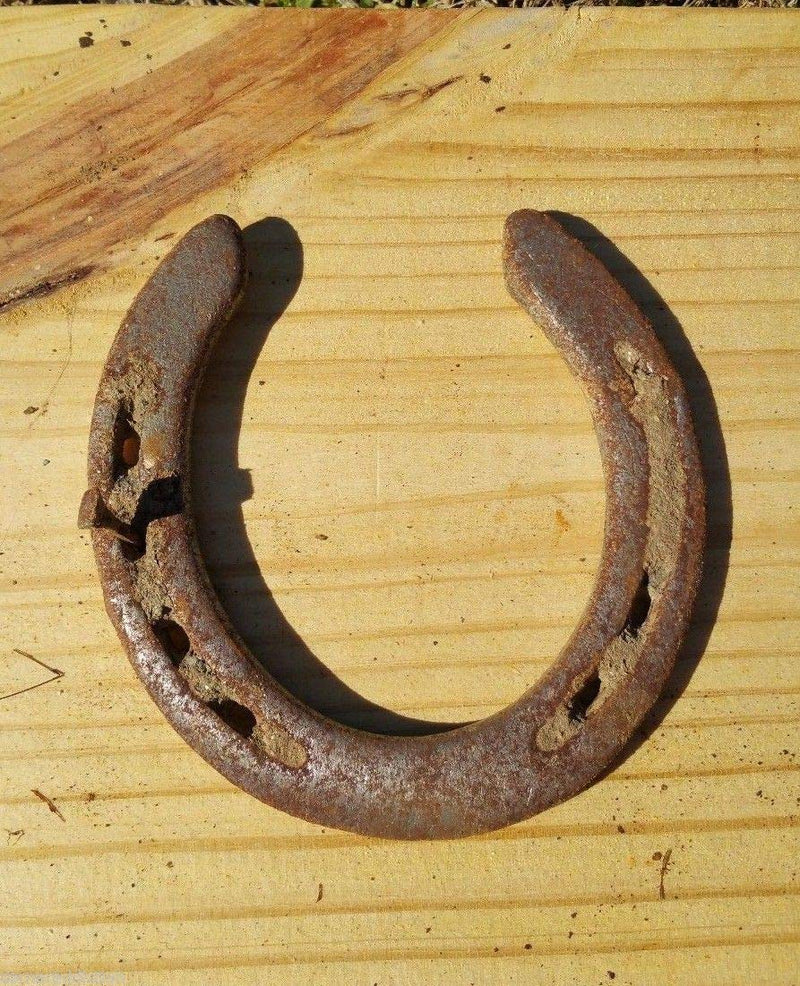 Wonder Care Horseshoe Authentic Used Horseshoe Good Luck Charm Rustic Auspicious Lucky Gift Cast Iron Real Horseshoe for Wall Decorations Prosperity and Fortune Iron (Rustic) - BeesActive Australia