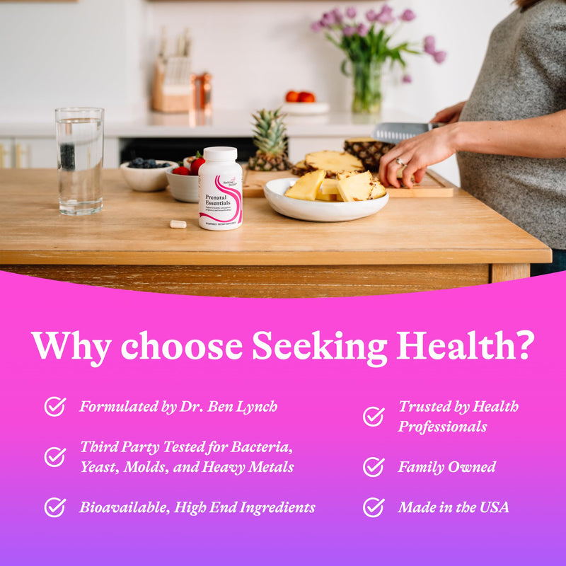 Seeking Health Prenatal Essentials - Brain Health Support Supplement with Vitamin B12 & K2 - Folate Supplement for Pregnancy & Prenatal Support - 60 Capsules