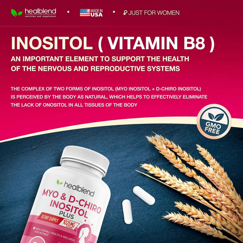 Myo & D-Chiro Inositol Plus Supplement Blend, Hormonal Balance, Healthy Ovulation and Overall Wellness Support for Women, Fertility and Pregnancy Health, 60 Capsules 1 - BeesActive Australia