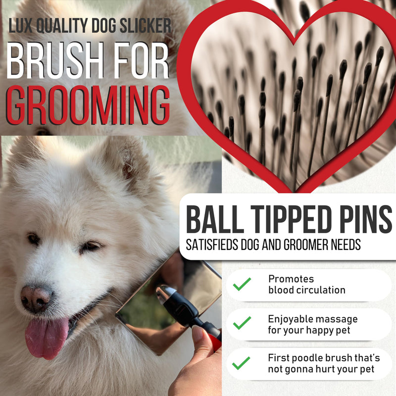 Slicker Brush for Dogs With Coated Tips - Extra Long Pins Removes Tangles - Doodle and Goldendoodle Brush Goes Deep Into Undercoat - Golden Retriever Brush for Shedding - Cepillo Para Perros 1 Count (Pack of 1) - BeesActive Australia