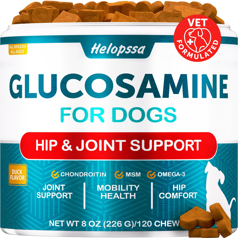Glucosamine for Dogs - Hip and Joint Supplement for Mobility, Cartilage Health - 30,000 mg per Pack - w/ Omega-3 Fish Oil, Chondroitin, MSM - Dog Glucosamine Chews - Ideal for Senior Dogs - 120 Treats 7.9 OZ