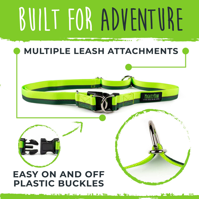 Mighty Paw Hands Free Dog Leash | Bungee Waist Leash for Dog Walking. Pet Running Hands Free Tether for Large, Medium & Small Breeds. Pet Waist Belt (36" - 48") Up to 150 lbs - Green 48" (Most Popular) - BeesActive Australia