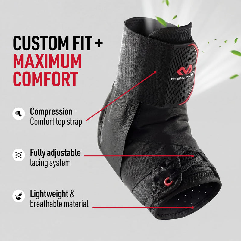 McDavid Ankle Brace Ultralight for Sprained Ankle, Figure 8 Ankle Braces, Lace up Ankle Brace, Ankle Braces for Men and Women, Ankle Support Brace and Stabilizer Medium Black