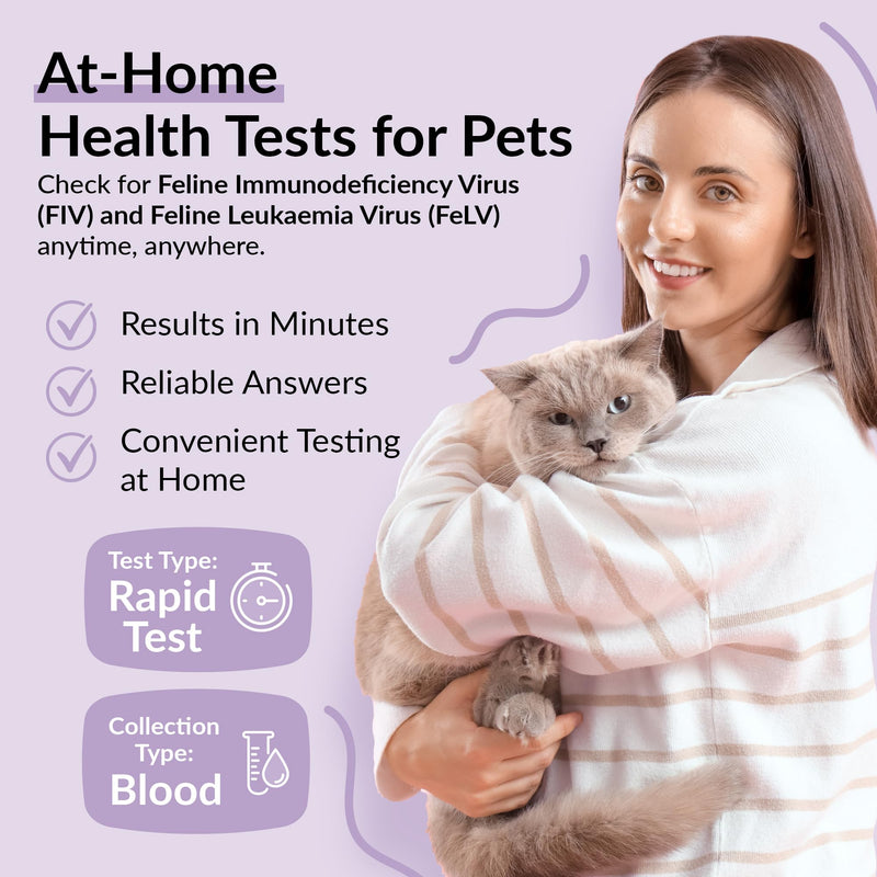 getTested Virus Combo FIV and FeLV Test for Cats, At-Home, Rapid Antigen Test Kit for Kittens and Cats, Easy Blood Screening, Fast, Accurate Results in 10 Minutes