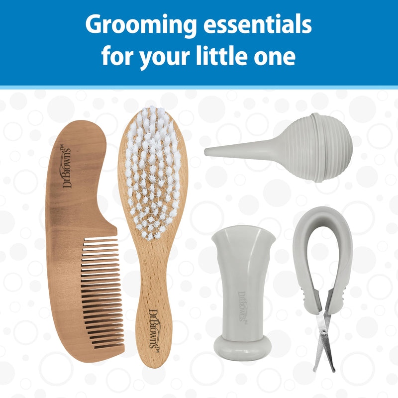 Dr. Brown's Baby Care Essentials Kit, Nail Scissors with Case, Nasal Aspirator, Cradle Cap Brush and Comb, BPA-Free Essentials Care Kit, 5-piece