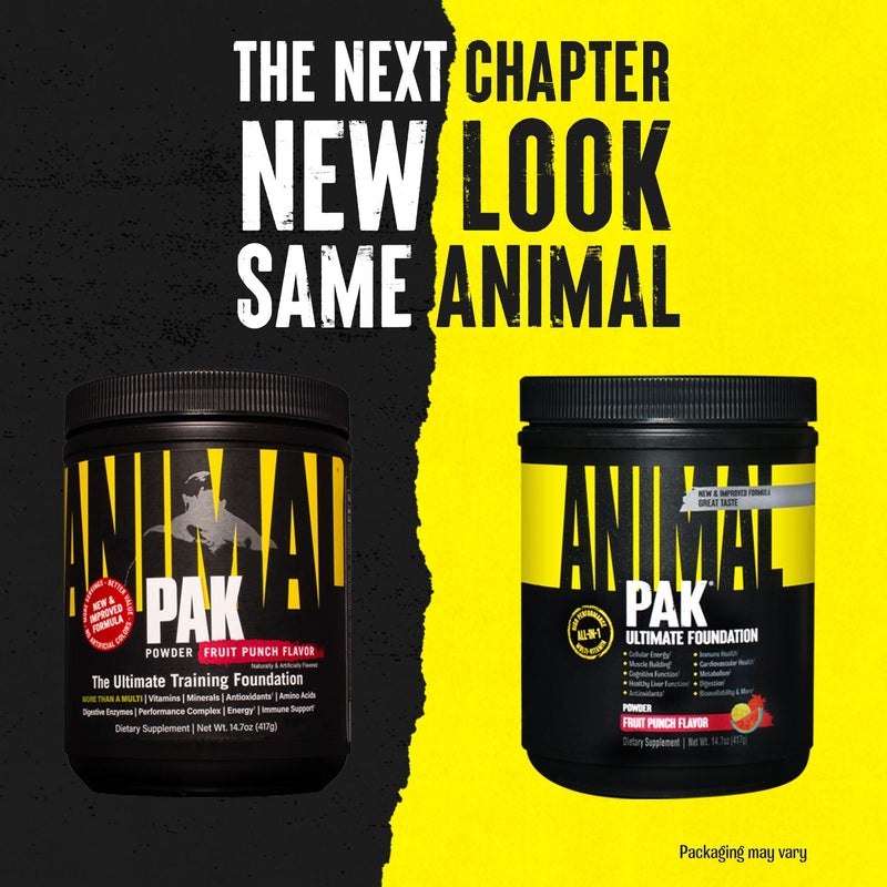 Animal Pak - Convenient All-in-One Vitamin & Supplement Powder, Fruit Punch - Zinc, Vitamins C, B, D, Amino Acids, Immune Support, Digestive Enzymes - Daily Multivitamin for Women & Men - 60 Scoops 30 Servings (Pack of 1)