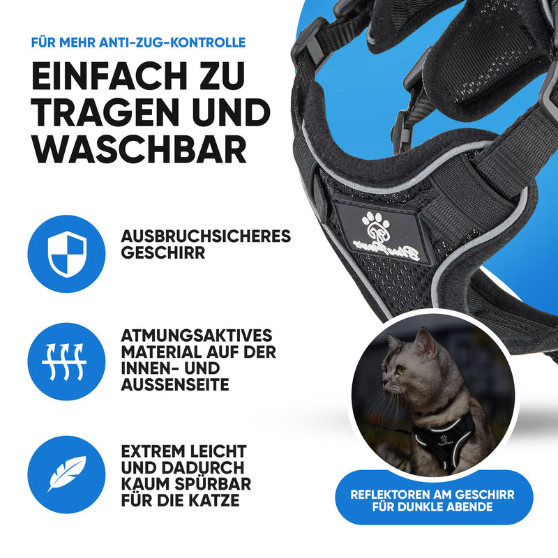 Blue Pawz cat harness with leash - 170cm | Cat harness escape-proof & high quality | Cat leash with harness for cats | Cat harness for unforgettable moments (XS), black XS - BeesActive Australia