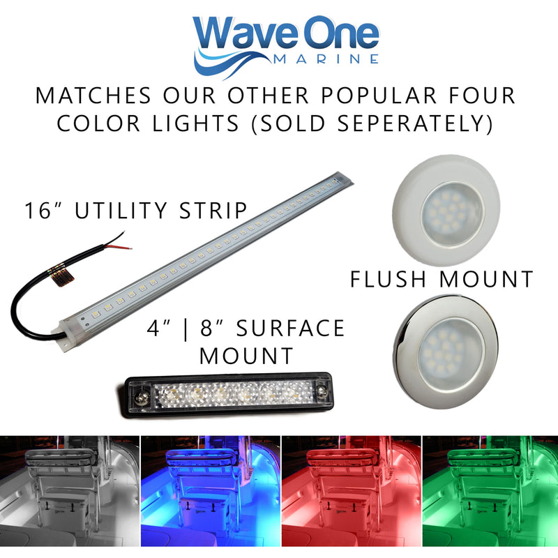 Wave One Marine Flush Mount 3" RGBW Internal Driver LED Courtesy Boat Light | RV Accent | Interior Exterior Deck Transom Cockpit T Top | Waterproof IP67 (White Bezel) White Bezel - BeesActive Australia