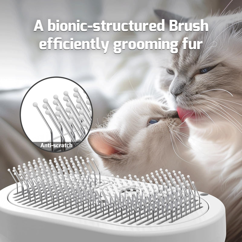 Spray Cat Brush for Shedding, 3 In 1 Steam Cat Brush Remove Static Flying Hair Pet Grooming Brush Self Cleaning Dog Brush for Long and Short Hair Dogs and Cats Remove Tangled Loose Hair (White) White - BeesActive Australia