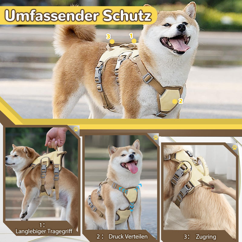 Multi-purpose dog harness with leash set, escape-proof anti-pull dog harness, anti-pull harness dog safety harness, dog harness small dogs for small medium dogs (beige, S) beige - BeesActive Australia