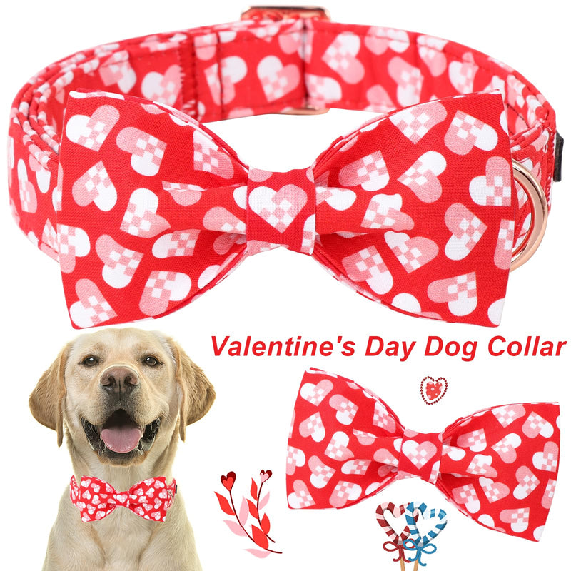 ARING PET Valentine's Day Dog Collar-Cotton Heart Dog Collar with Bow, Adjustable Valentine Bowtie Dog Collars Pet Necklace with Metal Buckle for Girl&Boy Dogs Medium (Pack of 1) A:Valentine - BeesActive Australia