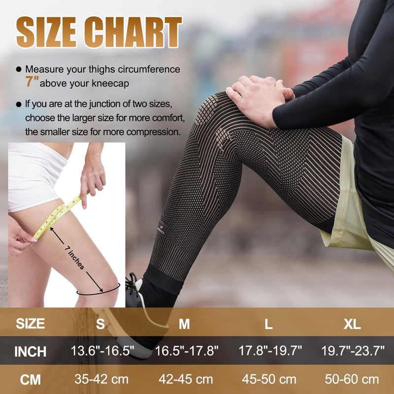 NEENCA Copper Compression Leg Sleeve, Ultra-thin Full Leg Sleeve with Copper Ions Infused Fabric for Knee Pain Relief, Muscle Recovery, Swelling, Inflammation, Promotes Circulation, Sports, Workout... X-Large High Copper - BeesActive Australia