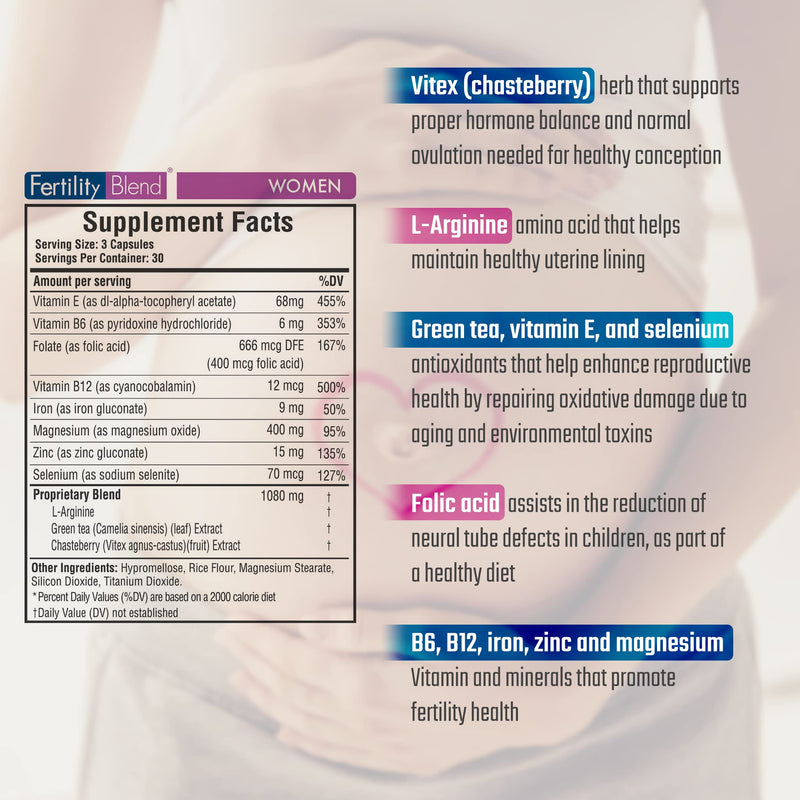 Daily Wellness Fertility Blend for Women - Fertility Supplements for Women, Conception Fertility Prenatal Vitamins, Trying to Conceive Progesterone Supplements, Cycle Support Conception Pills - 1 Pack 1 Count (Pack of 90) - BeesActive Australia