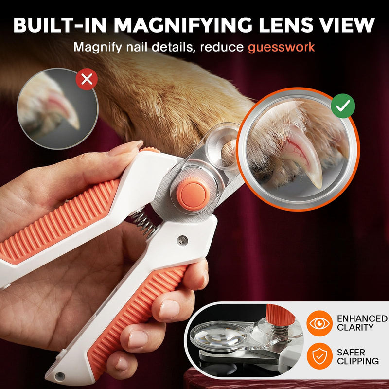 Dogs & Cats Nail Clippers with Light – Safety Guard Pet Nail Trimmer Reveals the Quick, Stainless Steel Blades, Beginner Friendly Grooming Tool for Home Use, Suitable for Small, Medium & Large Pets Orange