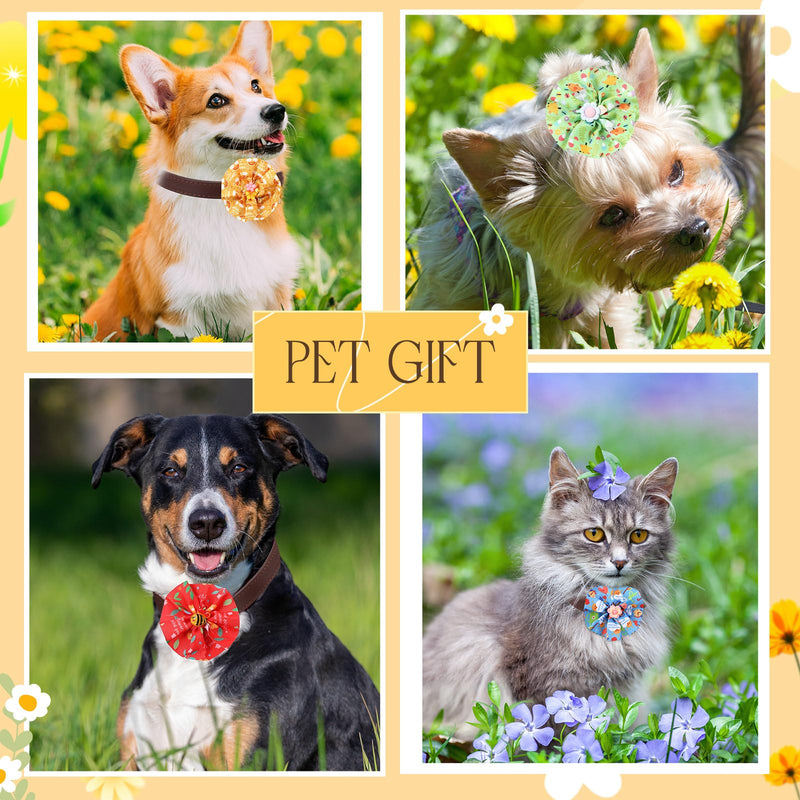 Sweetude 100 Pcs Spring Dog Collar Flowers Charms Bulk Pet Flower Collar Bow Ties Holiday Dog Accessories Grooming Supplies Puppy Bows Slides Attachment for Small Medium Large Dogs Cat - BeesActive Australia