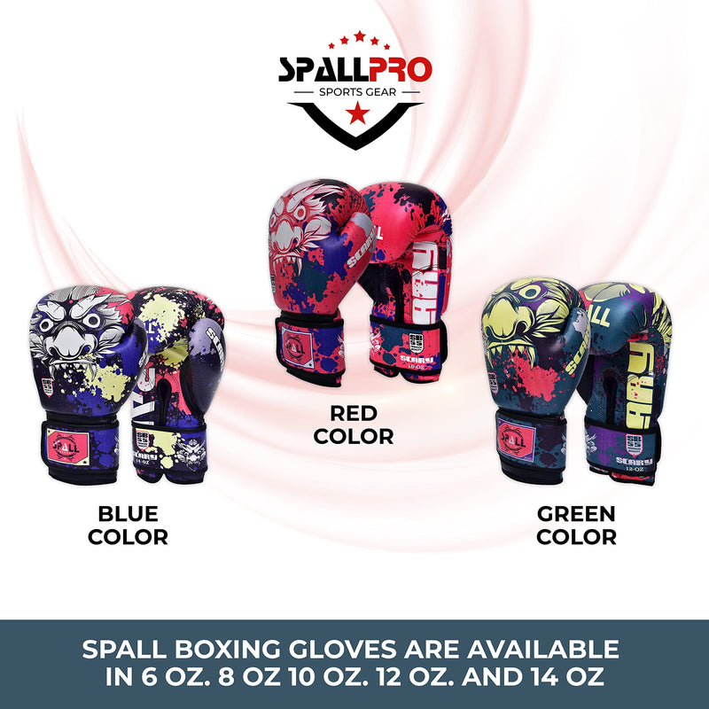 Spall Pro US Boxing Gloves for Men & Women - Pro Training Sparring Punching Gloves - Muay Thai MMA, Kickboxing Heavy Bag Workout Leather Boxing Gloves Green 6 OZ