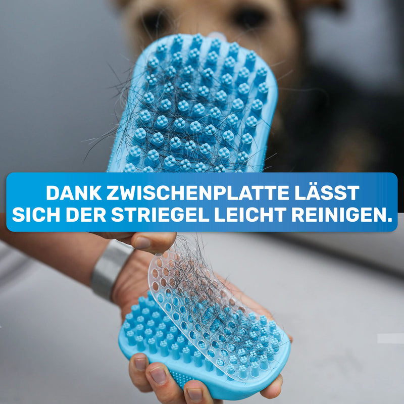 BluePet FellFein bath brush rubber curry comb for short-haired dogs and cats with massage effect - removes loose top hair, dust and dirt - ideal bath curry comb - BeesActive Australia