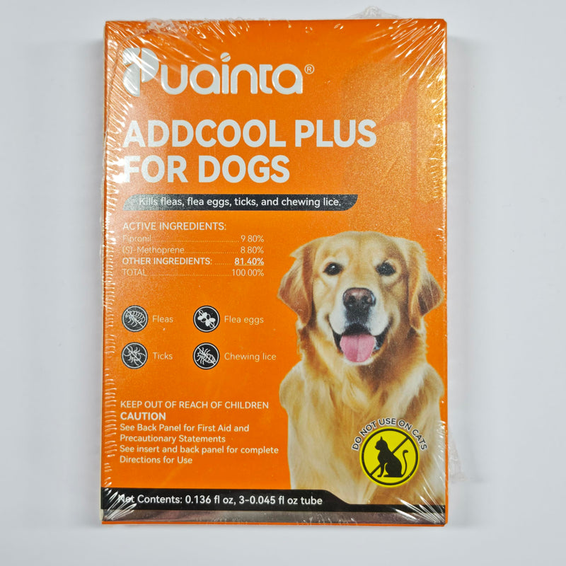 PUAINTA Addcool Plus Flea and Tick Prevention for Medium Dogs (23-44 lbs), Professional Topical Treatment, 3 Monthly Doses, Fast-Acting Waterproof Dog Flea Drops 3 Count 23-44 lbs