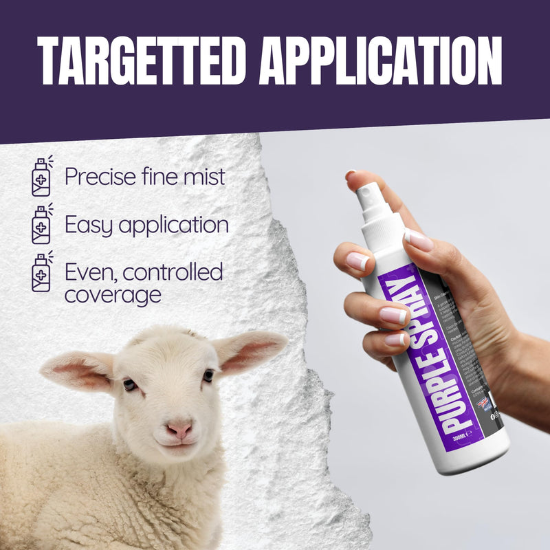 Purple Spray Wound Cleanser 300ml Gentian Violet Alternative Antibacterial Non Sting Animal First Aid for Horses Pets Livestock Poultry