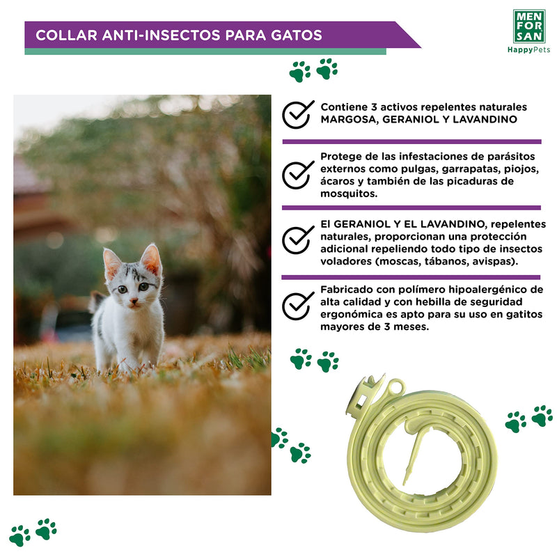 MENFORSAN Pack of 4 anti-insect cat collars, with Margosa, Geraniol and Lavandino, self-closing bag - BeesActive Australia