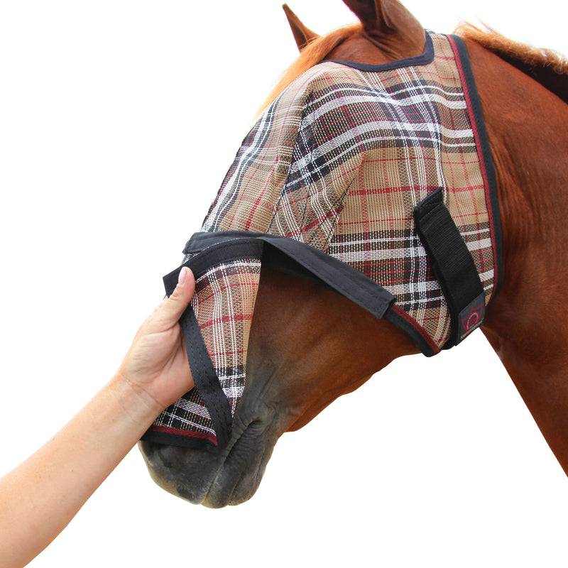 Kensington Signature Fly Mask with Removable Nose — Protects Horses Face and Nose from Biting Insects and UV Rays While Allowing Full Visibility — Ears and Forelock Able to Come Through The Mask Large 121 - Deluxe Black - BeesActive Australia