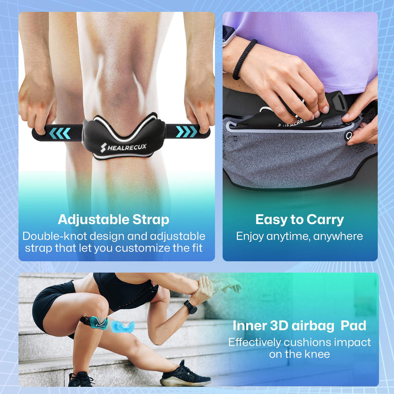 Patellar Tendon Support Strap, Silicone Patella Knee Strap, Non-Slip Patella Stabilizer Knee Band for Jumpers Knee, Tendonitis, Basketball, Volleyball, Squats - Black 2 Pack 1