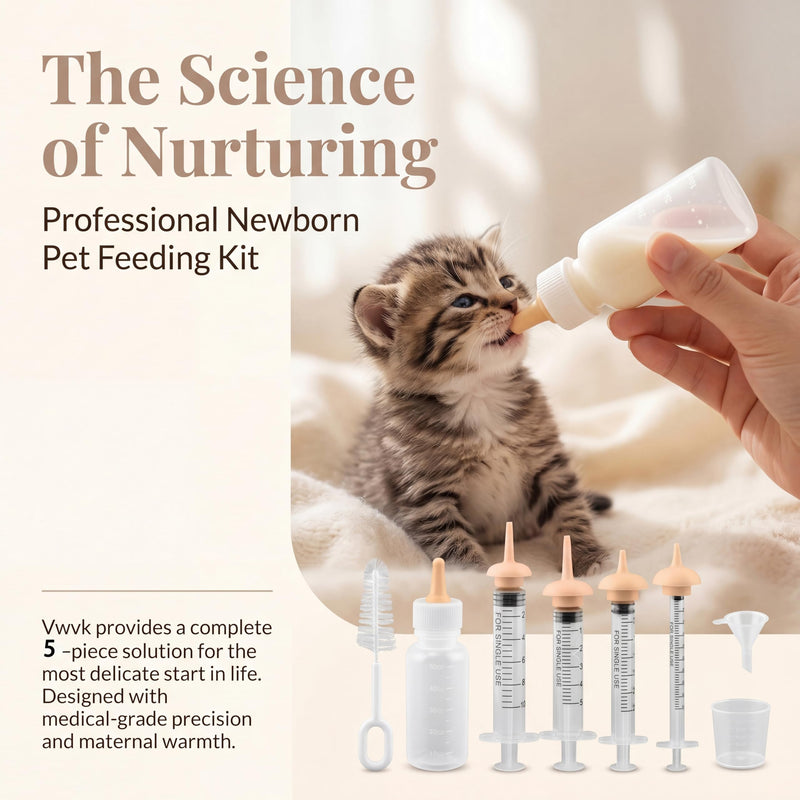 Kitten Bottle Feeding Kit, Complete Puppy Kitten Bottle Feeding Set with Silicone Nursing Nipples, Newborn Small Animals Hand Rearing Supplies for Puppies Kittens Hamsters Squirrels