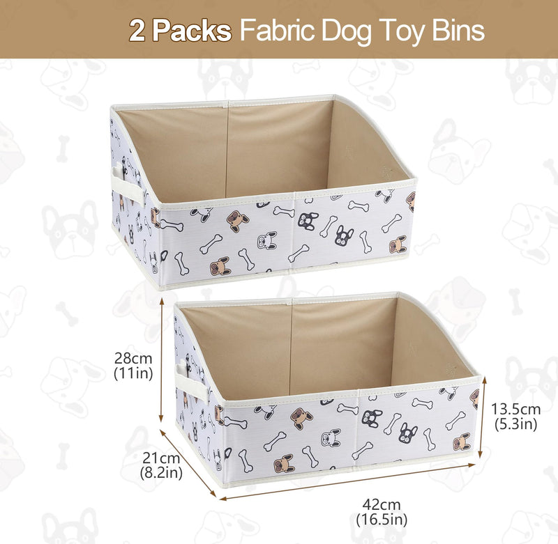 2 Pack Dog Toy Basket |Trapezoid Fabric Dog Toy Bin|Dog Toy Box for Living Room Area|Collapsible Dog Basket|Pet Toy Basket for Dogs|Dog Stuff Organizer for Pet Toys,Leash,Blanket-Cute Printing - BeesActive Australia