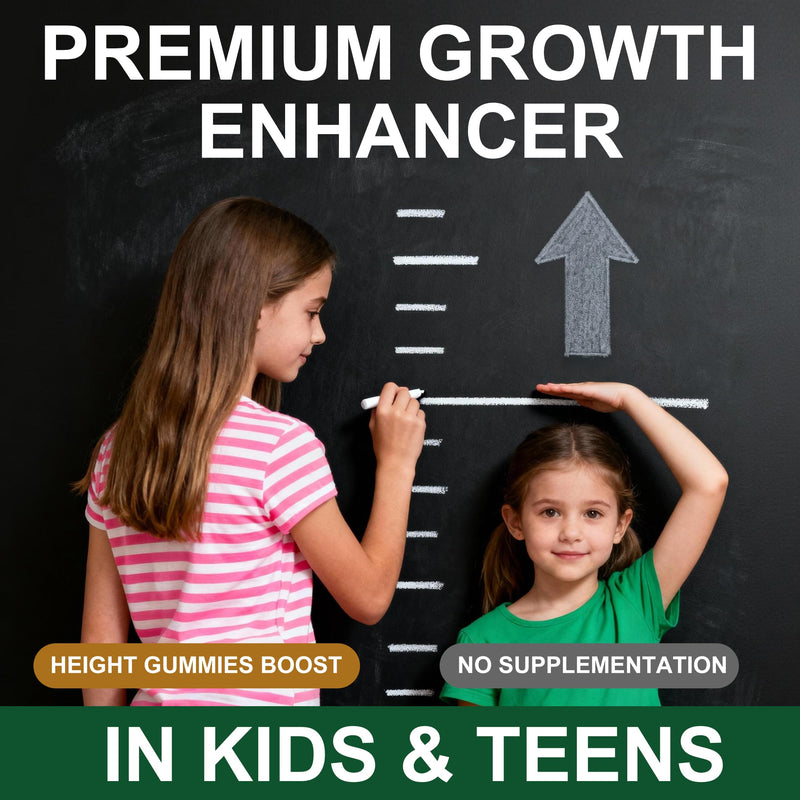 Height Growth Gummies for Kids & Teens - Calcium, Vitamin C, Zinc, Ashwagandha, L-Arginine - Multivitamin for Teen Boys & Girls - Grow Taller Supplement for Kids Height - 62 Gummies