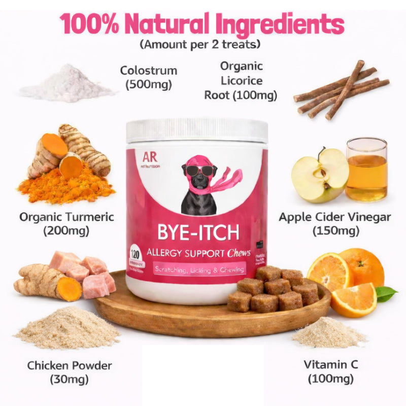 CHILIMILII BYE-Itch Immunity Treats For Dogs- 120 Anti-Itch Chews-Allergy Support Chews-Helps Soothe Itchy Skin, Paws, Ears - Licking, Scratching-Perfect for Small, Medium & Large Dogs-