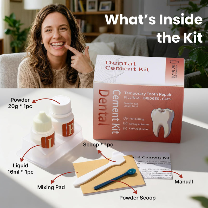 Zinc Oxide Eugenol Dental Cement, Temporary Dental Care Kit for Tooth Repair, Tooth Cement for Crown, Bridges and Missing Tooth, Improving Smile