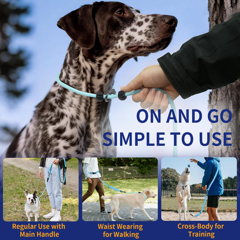 Kazazoo Slip Lead Dog Leash, Hands-Free No Pull Training Leash with Padded Handle for Medium Large Heavy Duty Dogs, Blue Light Blue - BeesActive Australia